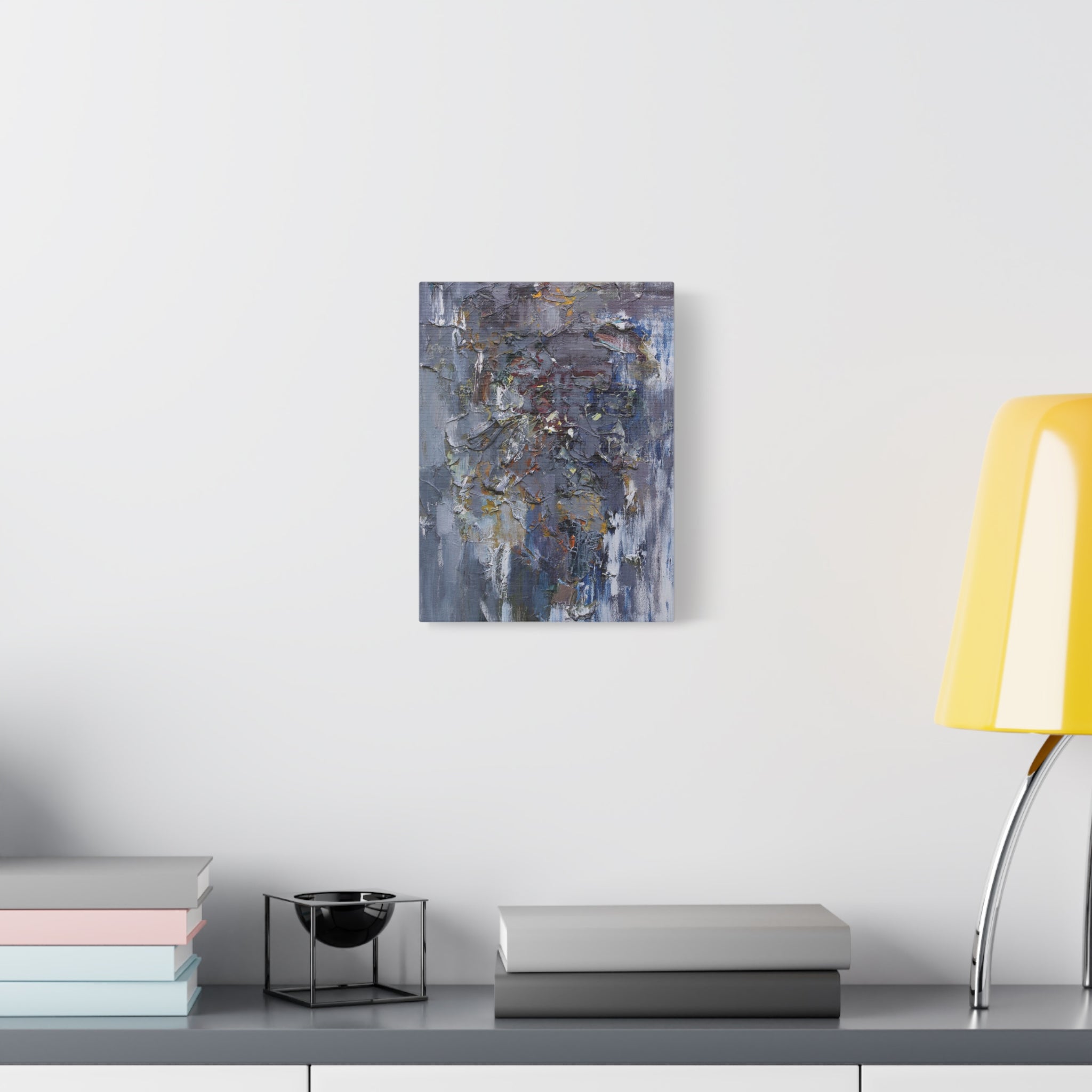 Abstract Textured Canvas Wall Art — Moody Blue Grey Palette