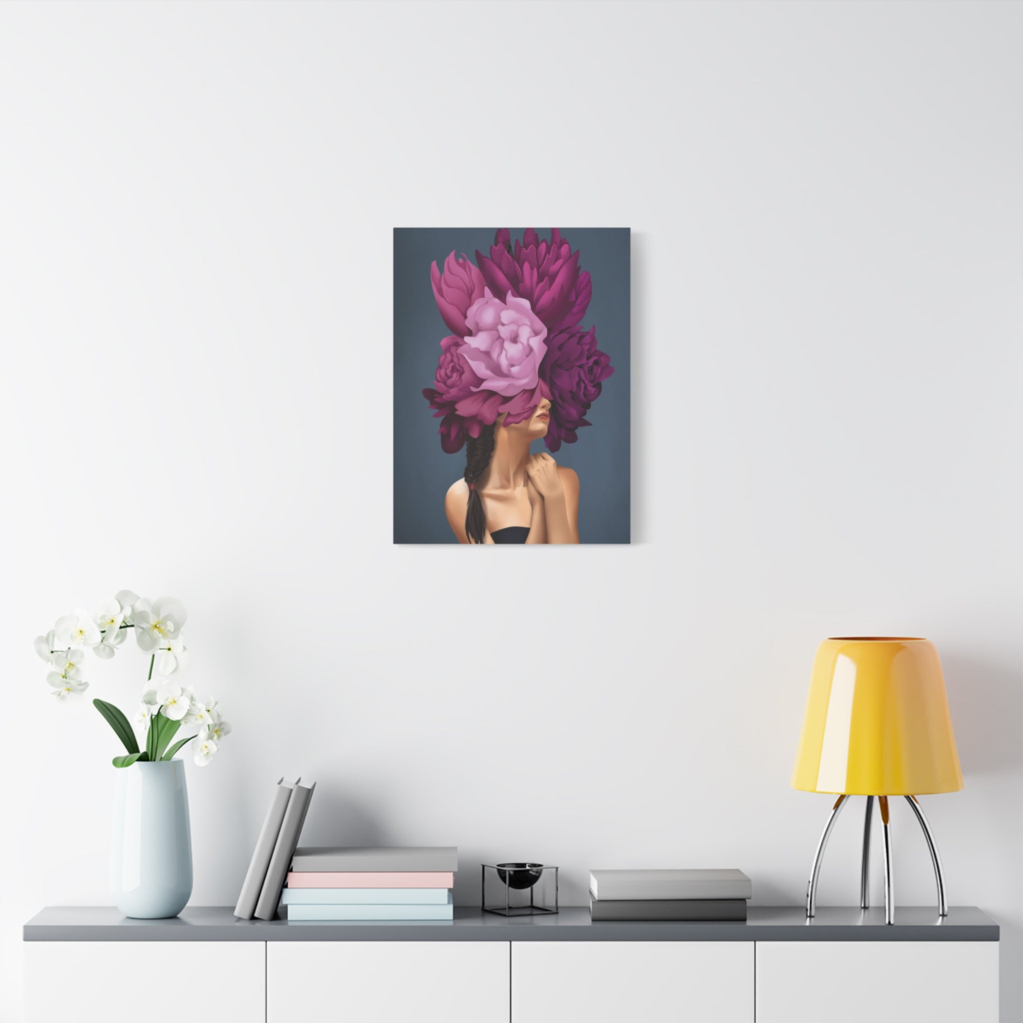 Floral Masked Woman Matte Canvas Wall Art – Stretched 1.25" 