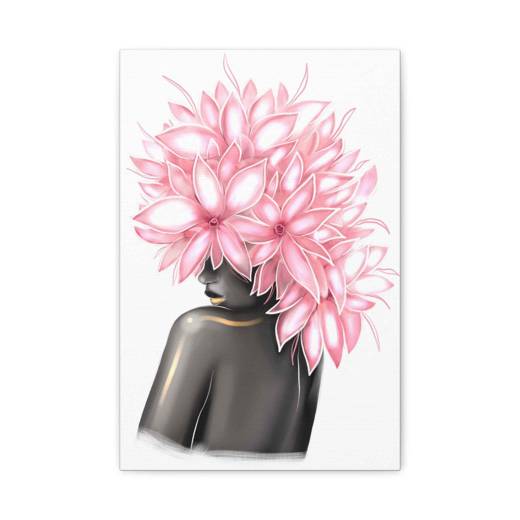 Pink Floral Bust Wall Art Canvas Print – Minimalist Abstract Flower Sculpture Artwork