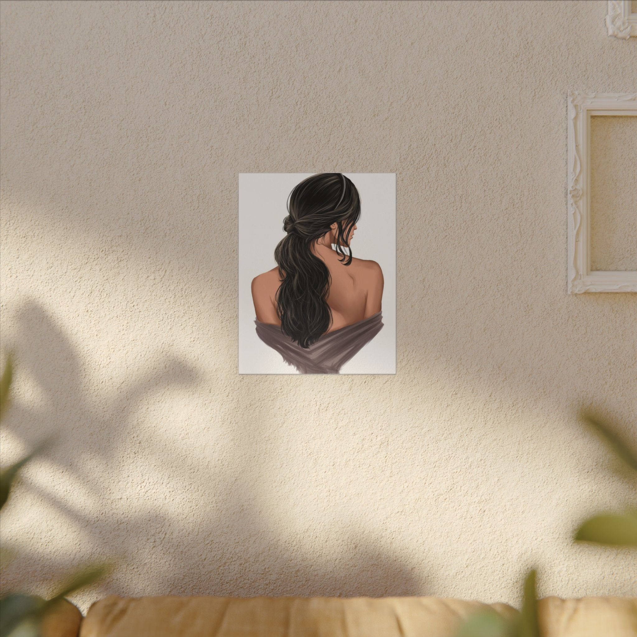 Portrait Canvas Print — Woman Back View with Loose Ponytail 