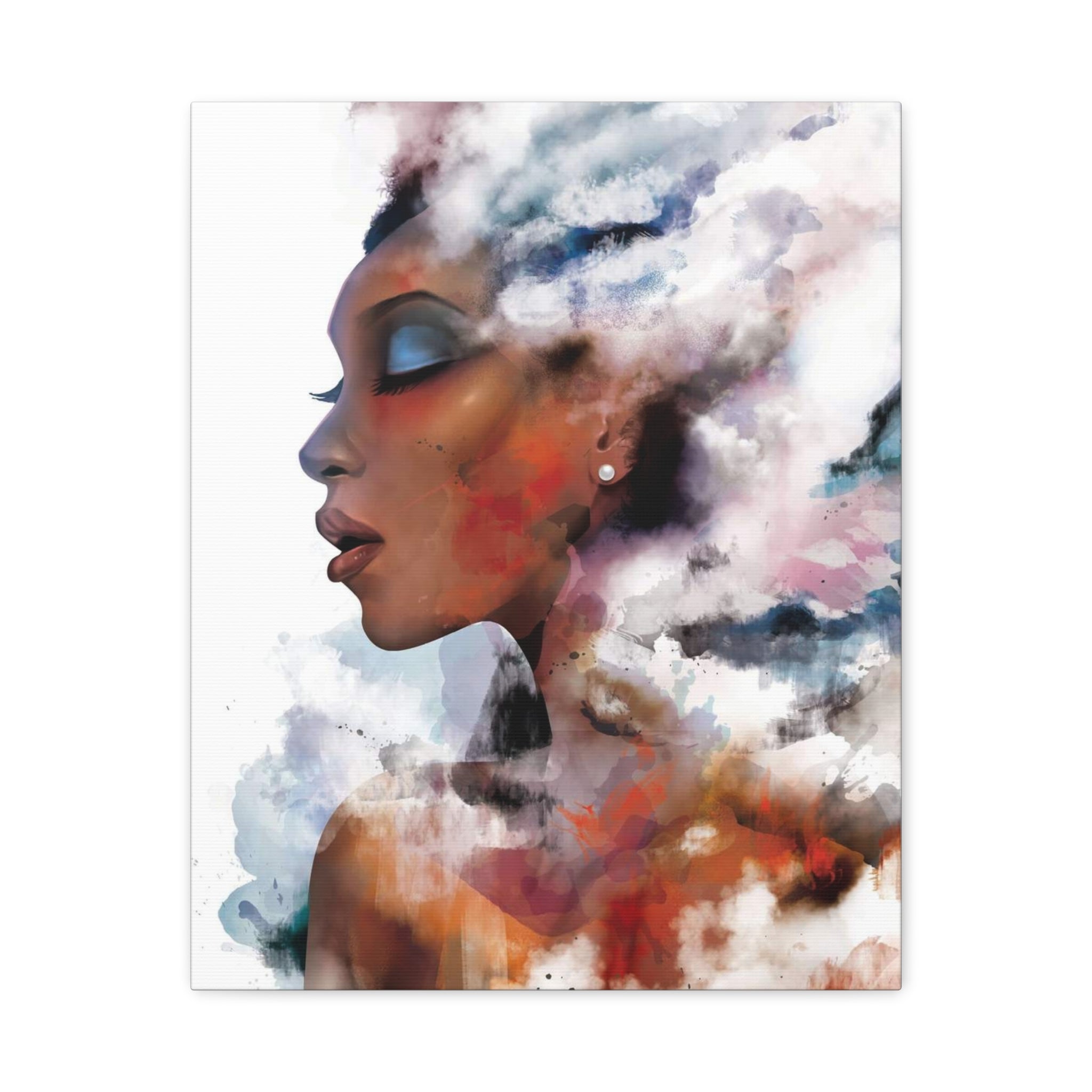Abstract Portrait Canvas - Dreamy Woman Watercolor Wall Art 