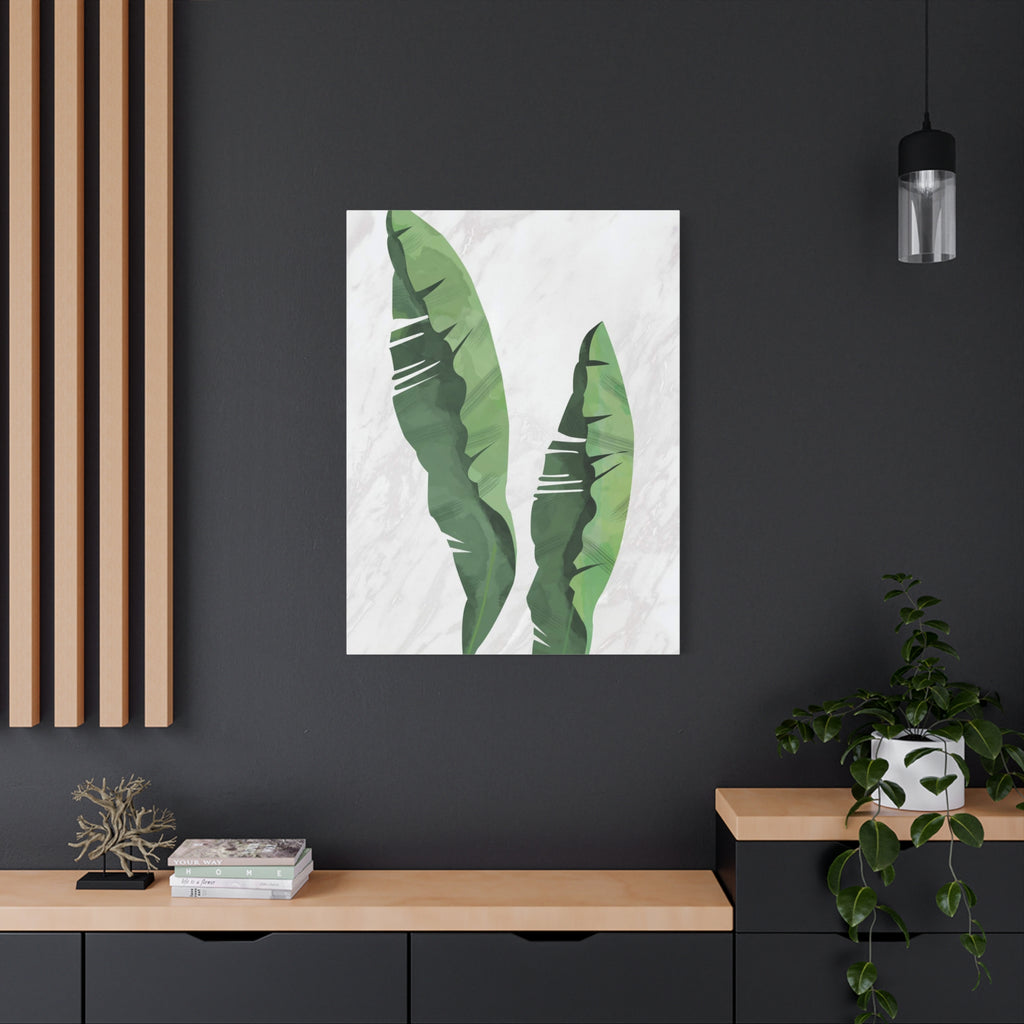 Banana Leaf Botanical Canvas Wall Art - Matte Stretched 1.25"